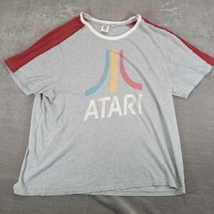 Junkfood Atari Logo‎ T Shirt Gray Red Raglan Sleeve Mens XXL